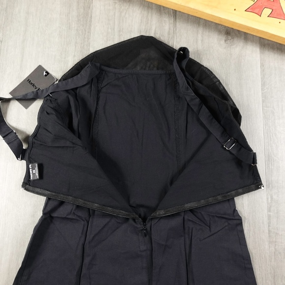 Womens Hurley Hermosa Dress Black Ruffle Adjustable Strap Zipper Back Size Large - Picture 7 of 12
